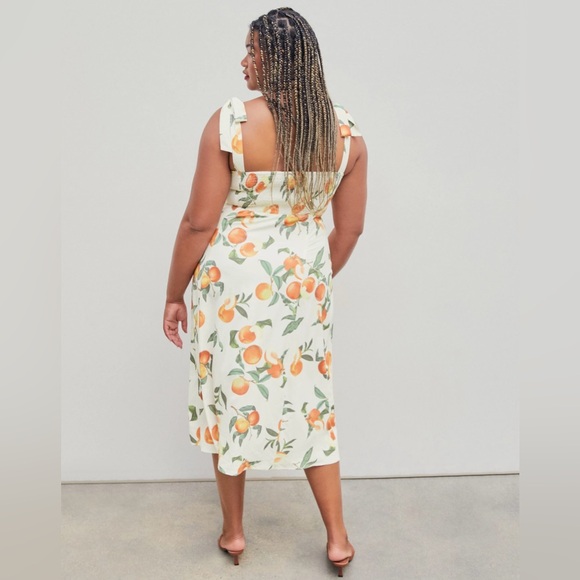 Cider Peach Fruit Split Midi Dress w/Orange and Green Print size 4X plus size - Picture 12 of 16